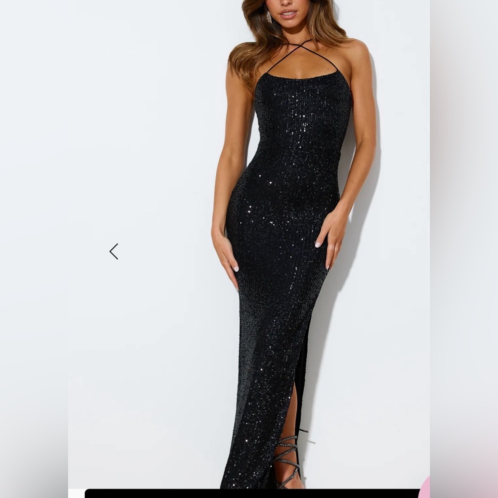 Hello Molly Black Sequin Embellished Gown